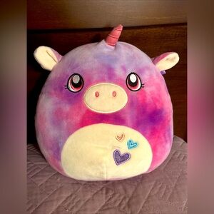 Squishmallow Edden the Unicorn Tie Dye Pink Purple Hearts 8" Plush Toy